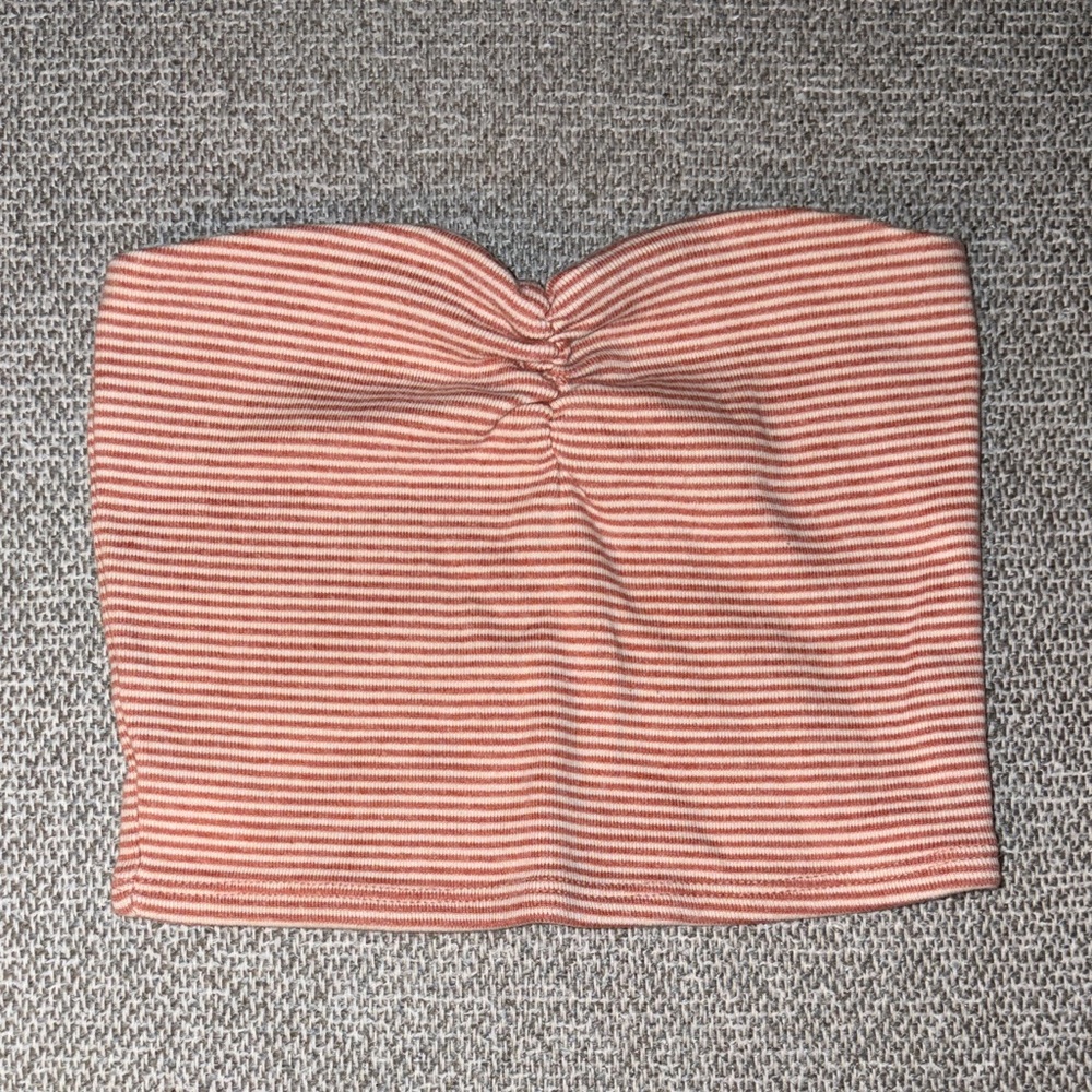Tilly's Orange and White Striped Cropped Tube Top